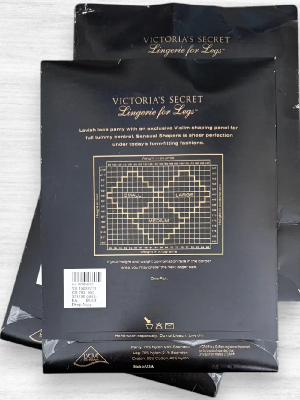 Vintage 90s Victoria’s Secret Sensual Shapers Black Navy Pantyhose Large 3 Pair